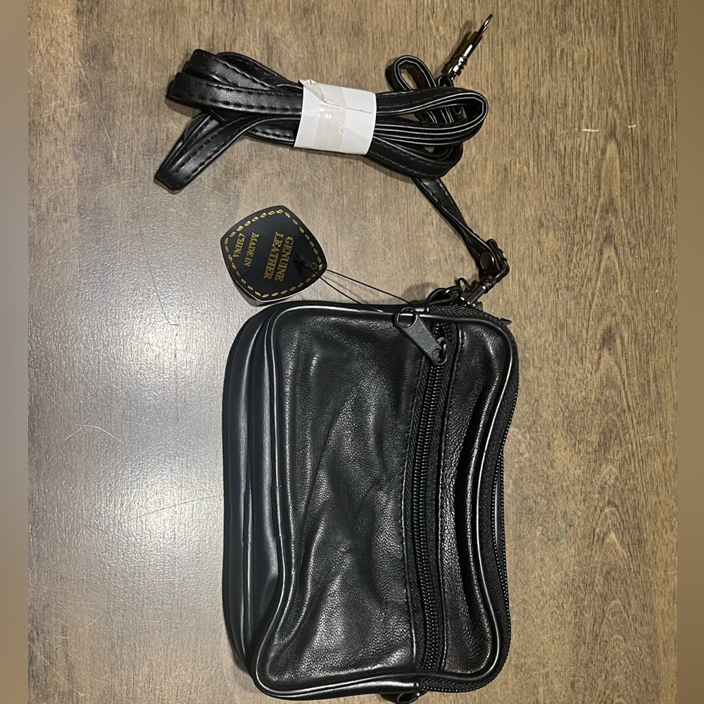 Black Leather Men's/ women’s belt Bag
